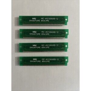 Lot of 4 Vintage NEC MC-41256A8B-12 256KB 30-Pin Mac RAM SIMM - Tested for Apple